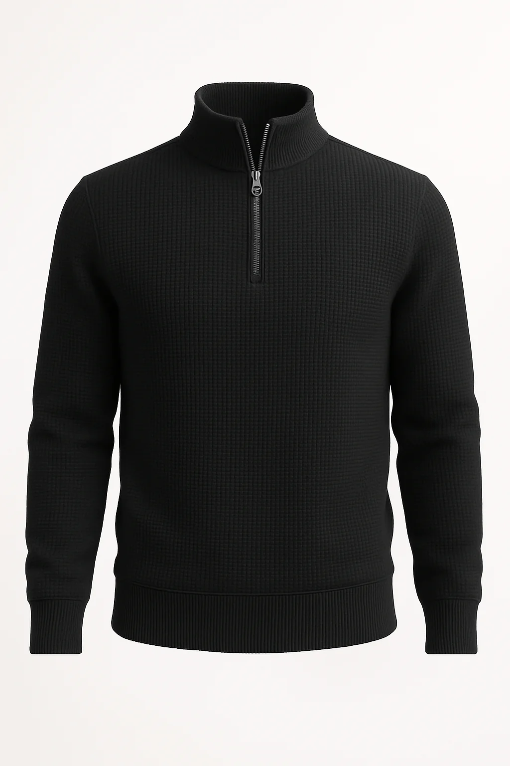 Black WaffleZip Mockneck - Image 3