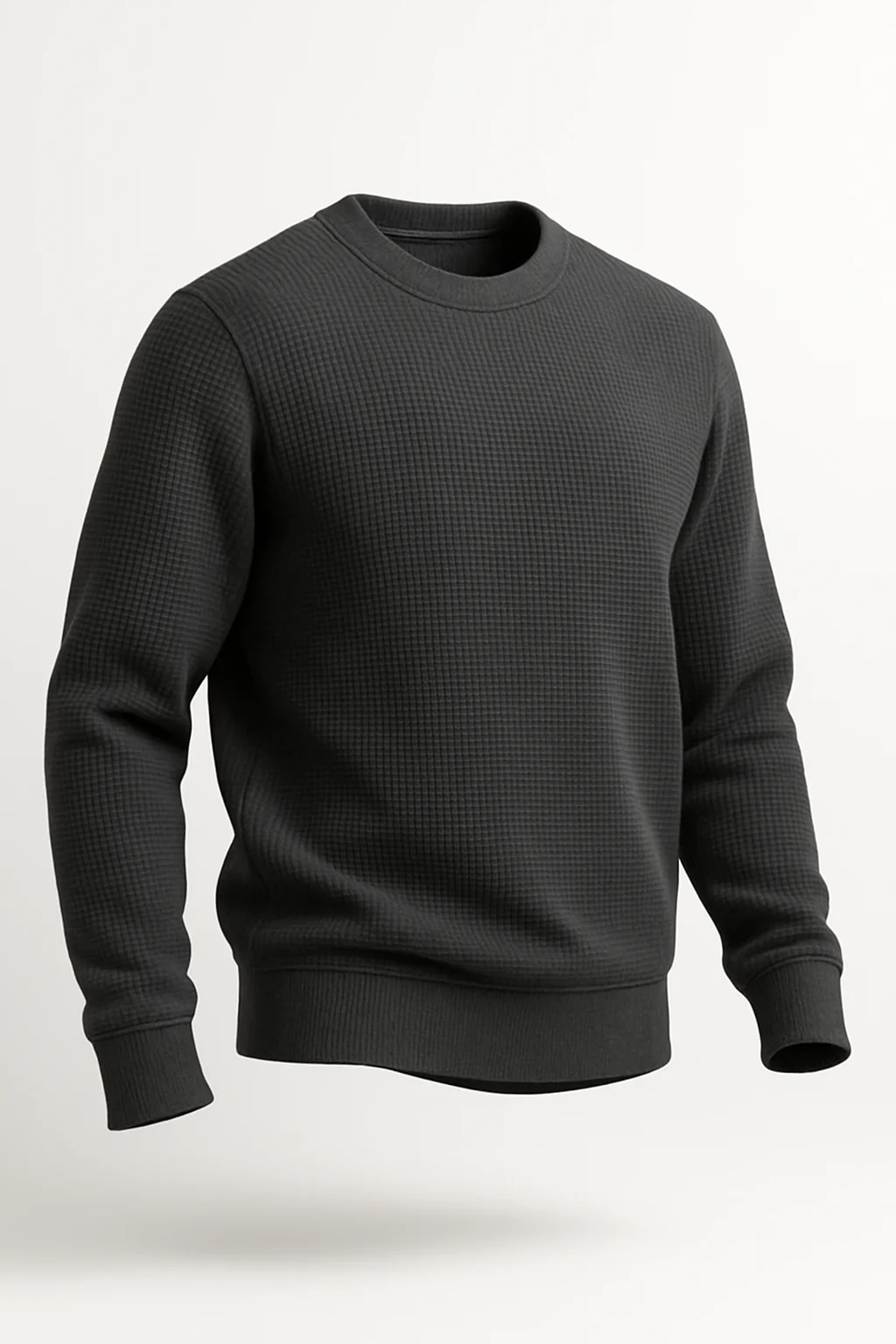 Charcoal Waffle-Knitted Sweatshirt - Image 2