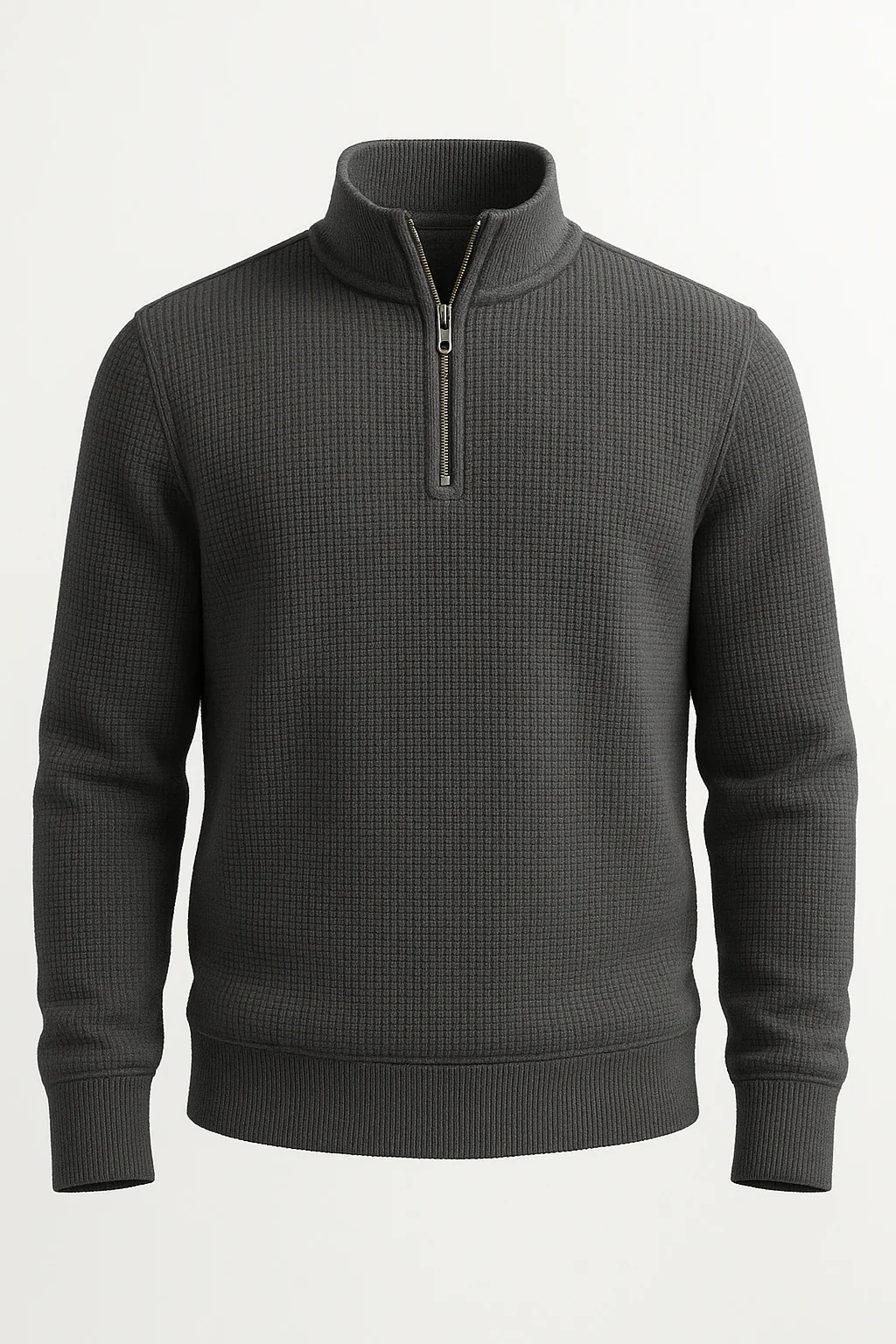 Charcoal WaffleZip Mockneck - Image 3