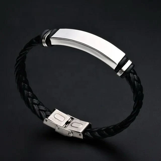 Hand Woven Leather Cuff Bracelet(Black)