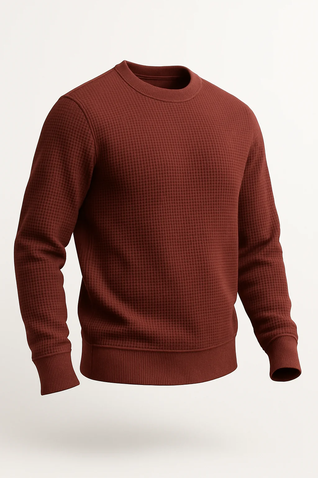 Maroon Waffle-Knitted Sweatshirt - Image 2