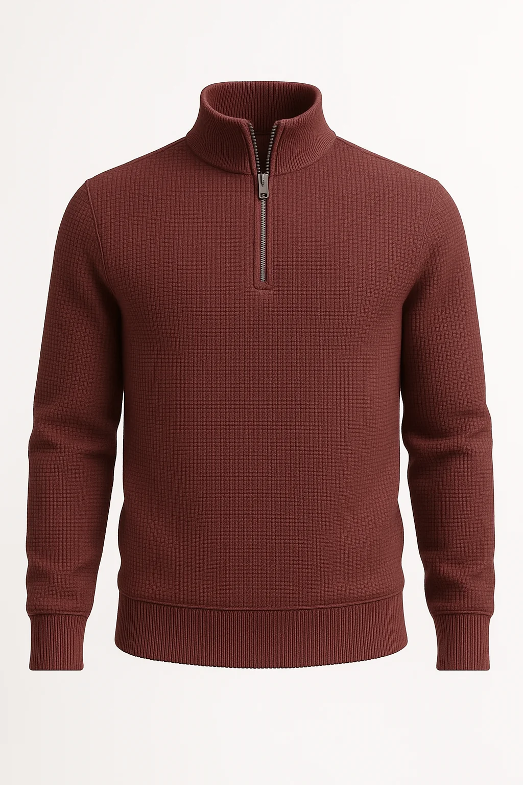 Maroon WaffleZip Mockneck - Image 3