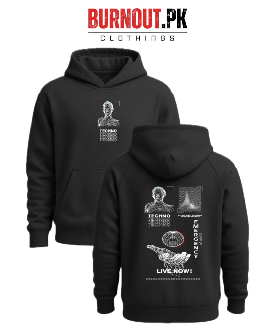 Men’s Techno Digital Printed Hoodie - Image 4