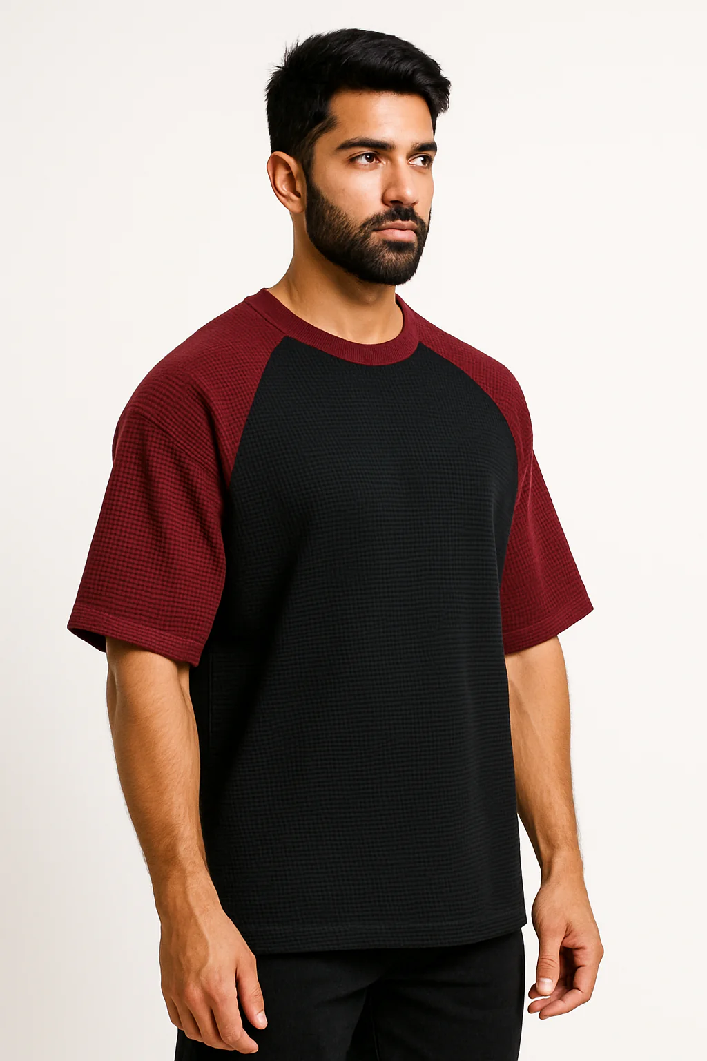 Pack of 2 - Oversized Raglan Waffle Knit T-Shirt - Image 3