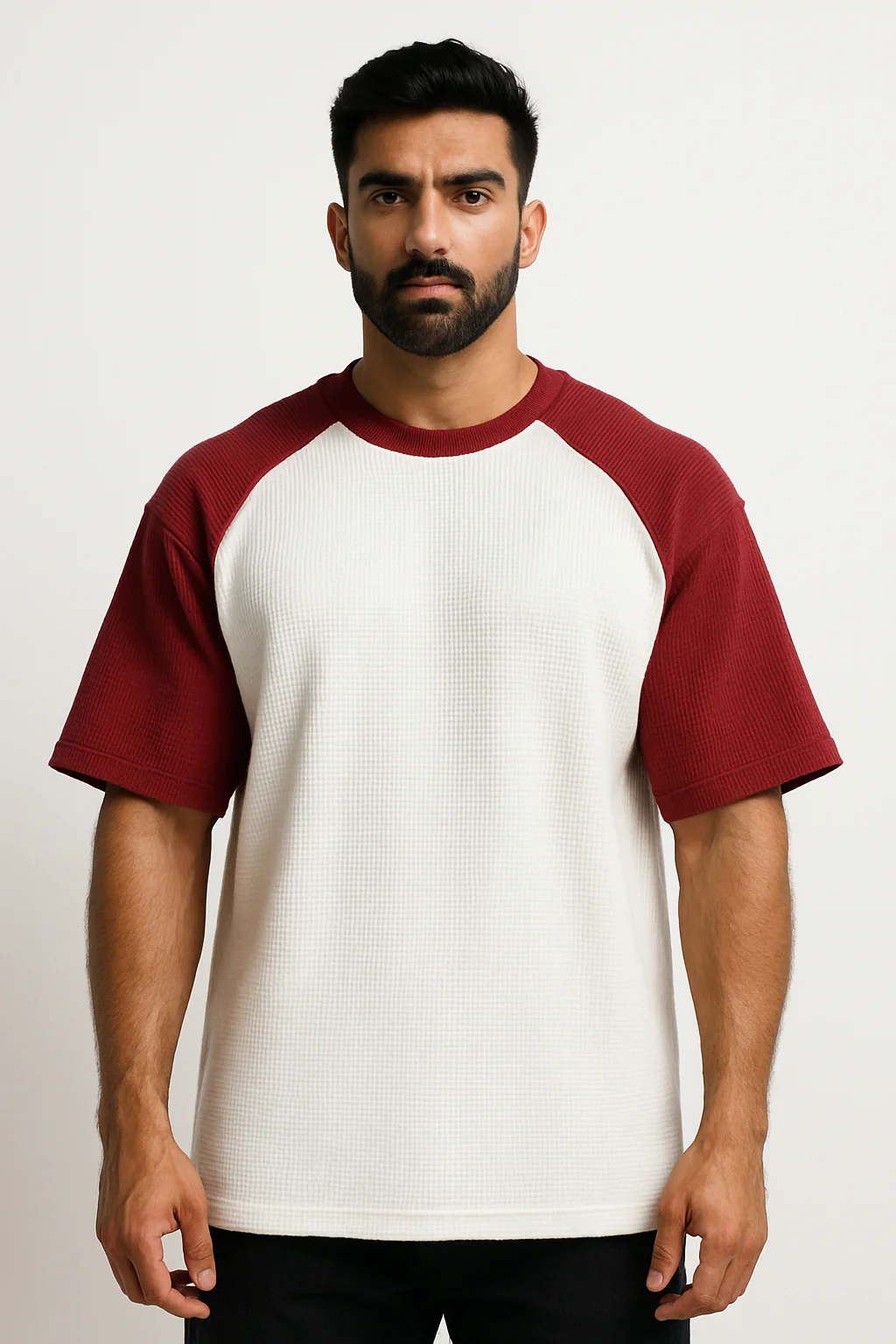 Pack of 2 - Oversized Raglan Waffle Knit T-Shirt - Image 3