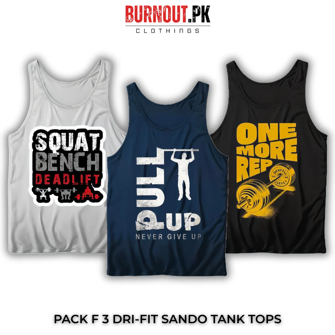 Pack of 3 Printed Gym Sando Tanks