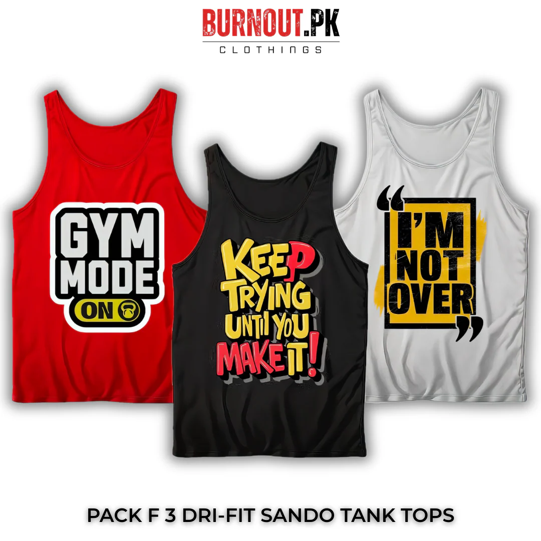 Pack of 3 Printed Gym Sando Tanks
