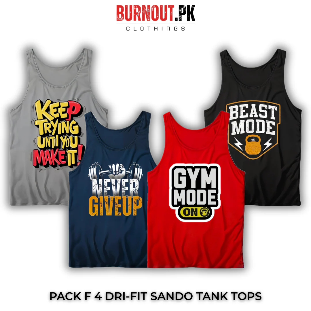 Pack of 4 Printed Gym Sando Tanks