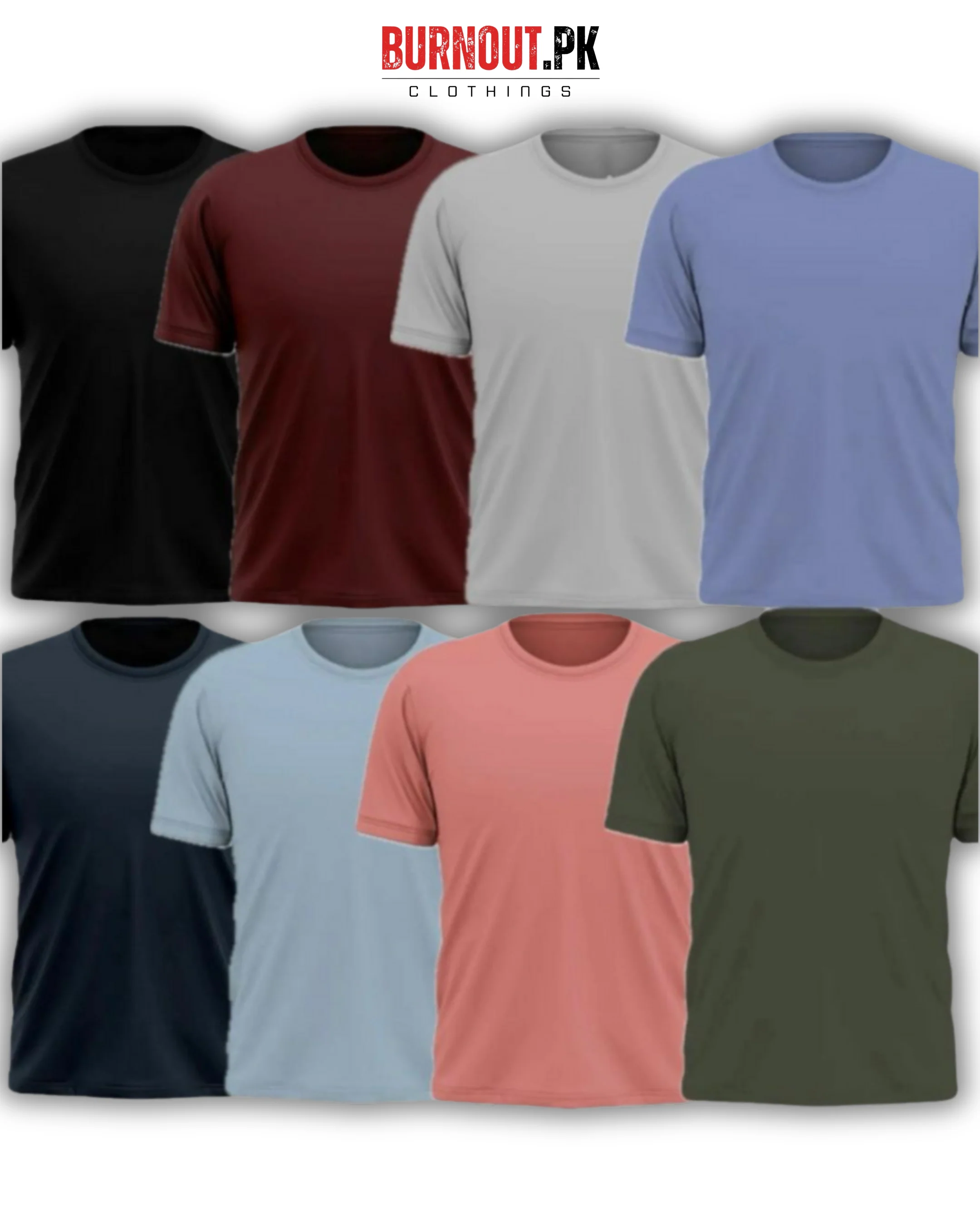 Pack of 8 Plain Half sleeves T-Shirt