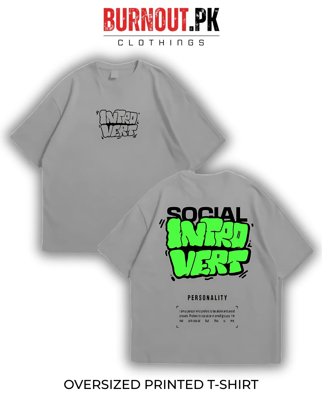 Introvert Oversized Dropshoulder Tee - DTF Printed Tshirt For Men and Women - Image 3