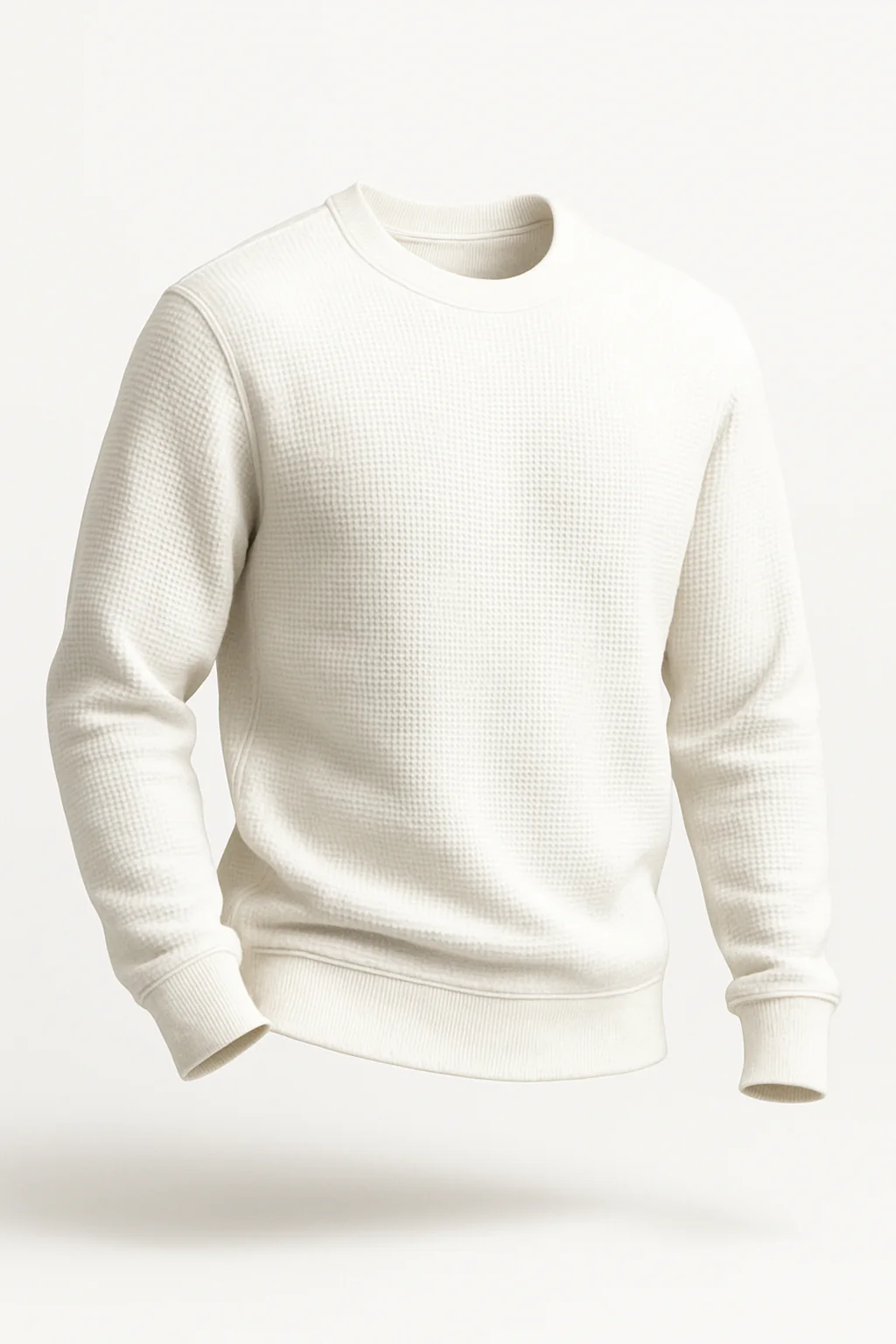 White Waffle-Knitted Sweatshirt - Image 2